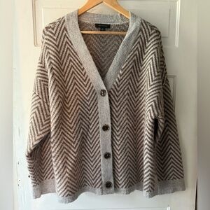 Ann Taylor Brown and Cream Chevron Cardigan